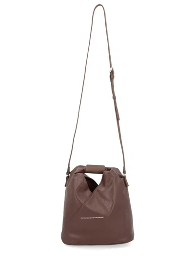 Mm6 Maison Margiela Triangular Design Crossbody Bag With Adjustable Strap In Brown