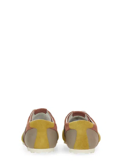Marni Low-profile Leather Sneaker With Suede Accents In Multi