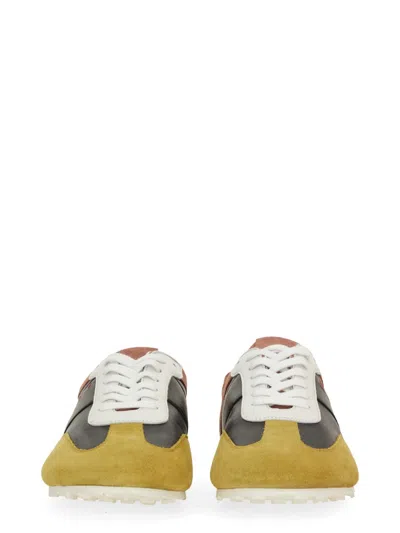 Marni Low-profile Leather Sneaker With Suede Accents In Multi