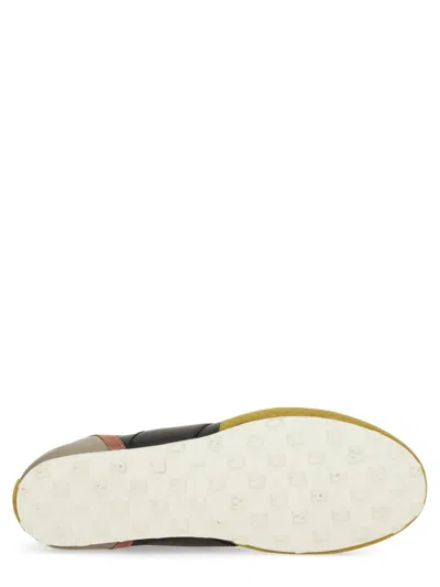 Marni Low-profile Leather Sneaker With Suede Accents In Multi