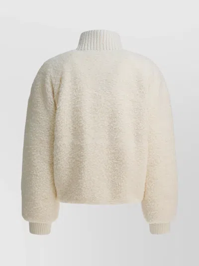 Moncler Ayles Short Down Jacket In Teddy And Wool Jackets White In Neutral