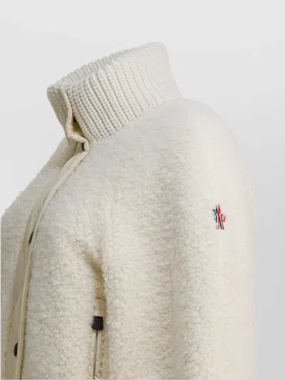Moncler Ayles Short Down Jacket In Teddy And Wool Jackets White In Neutral