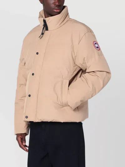 Canada Goose Quilted High Collar Coat Side Pockets In Brown
