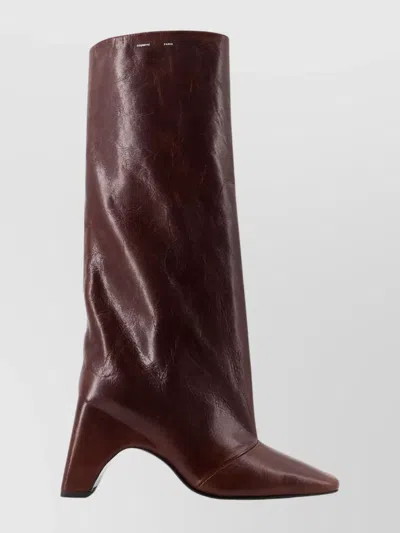 Coperni Knee-high Leather Block Heel Boots In Brown
