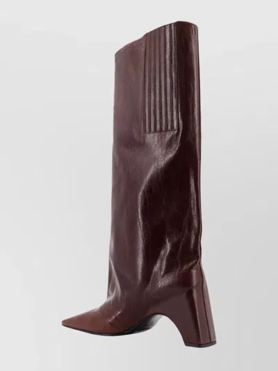 Coperni Knee-high Leather Block Heel Boots In Brown
