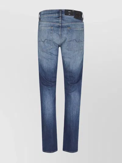 7 For All Mankind Mid-rise Slim-fit Stretch Denim Jeans With Tapered Hem In Blue