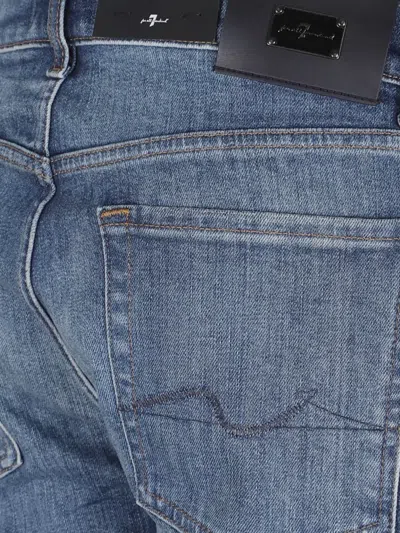 7 For All Mankind Mid-rise Slim-fit Stretch Denim Jeans With Tapered Hem In Blue