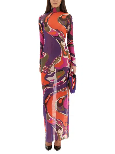 Pucci Orchid Print Dress In Black