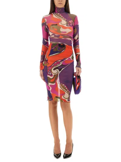 Pucci Orchidee-print Tulle Midi Skirt In Multicolor In Multi