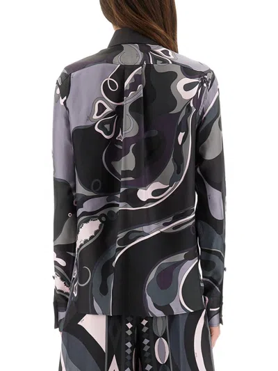 Pucci Orchid Print Shirt In Gray