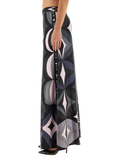 Pucci Collane Print Wide-leg Silk Pants In Black