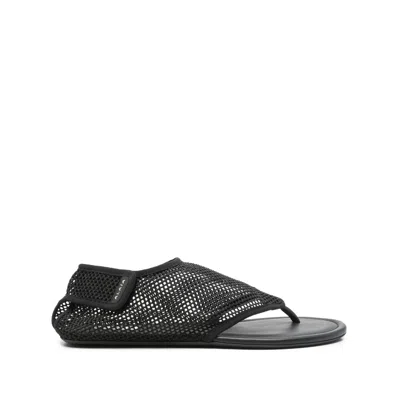 Alaïa Black Fishnet Fabric Thing Sandals In Black