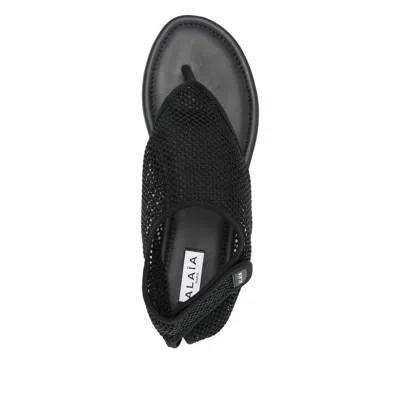 Alaïa Black Fishnet Fabric Thing Sandals In Black