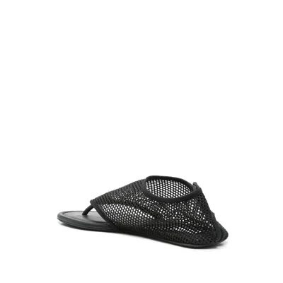 Alaïa Black Fishnet Fabric Thing Sandals In Black