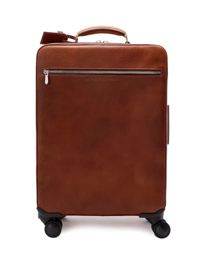 Brunello Cucinelli Leather Suitcase In Brown