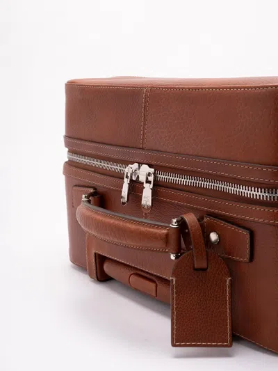 Brunello Cucinelli Leather Suitcase In Brown