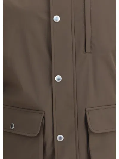 Brunello Cucinelli Men Stretch Membrane Nylon Jacket In Brown