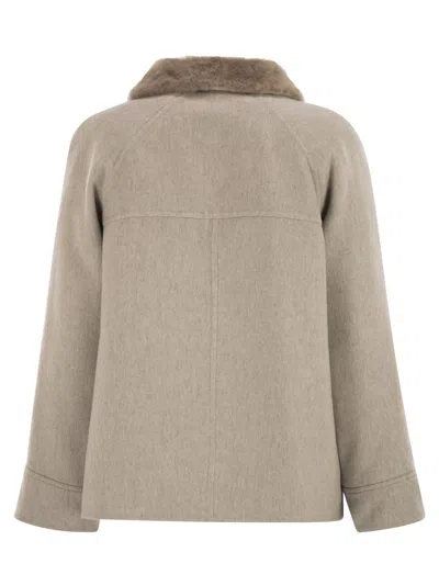 Brunello Cucinelli Sheepskin Insert Jacket In Neutral