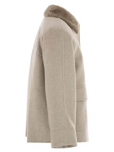 Brunello Cucinelli Sheepskin Insert Jacket In Neutral