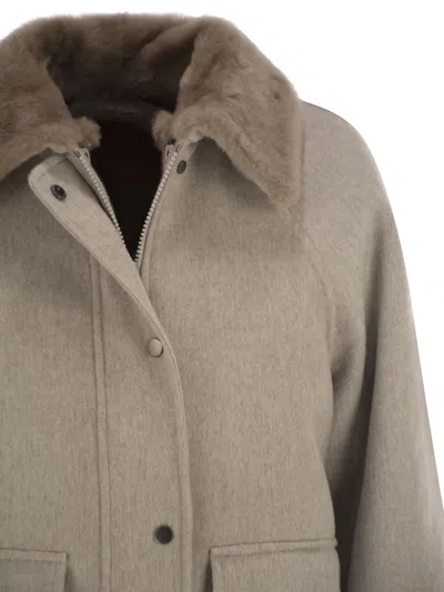 Brunello Cucinelli Sheepskin Insert Jacket In Neutral