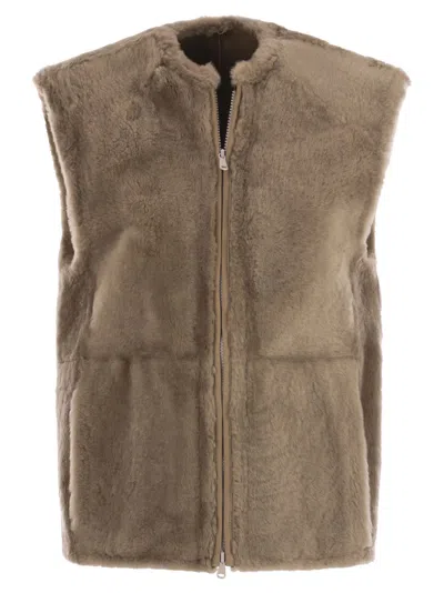 Brunello Cucinelli Sheepskin Insert Jacket In Neutral