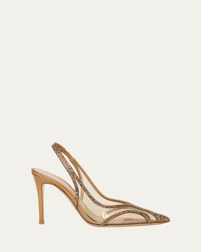 Gianvito Rossi Stiletto Pumps Crystal Embellishments In Gold