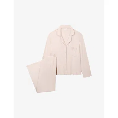 The White Company S Blush Flat Rib Stretch-jersey Pyjamas In Pink