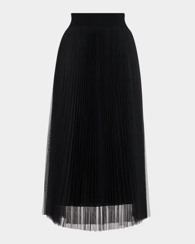Fabiana Filippi Pleated Tulle A-line Midi Skirt In Black