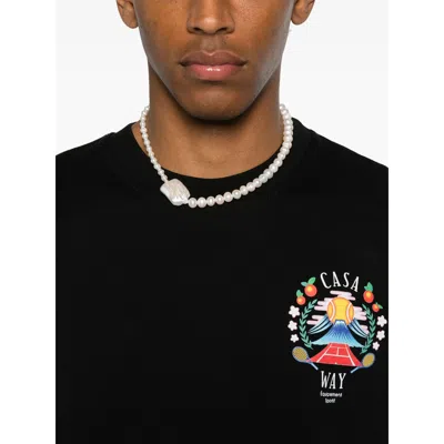 Casablanca Graphic Emblem T-shirt In Soft Organic Cotton In Black