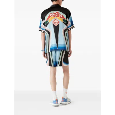 Casablanca Mountain Graphic Silk Shirt With Elastic Waistband In Multi