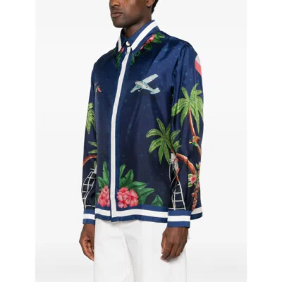 Casablanca Classic Long Sleeve Shirt In Blue