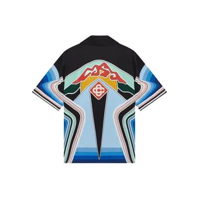 Casablanca Mountain Graphic Silk Shirt With Elastic Waistband In Multi