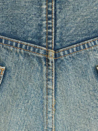 Celine Wide Leg Jeans In Cotton Denim In Gray