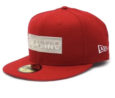 Pre-owned Supreme Metallic Box Logo New Era Hat In Red