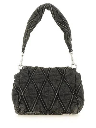 Diesel Charm-d S-small Shoulder Bag In Quilted Denim In Gray