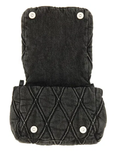 Diesel Charm-d S-small Shoulder Bag In Quilted Denim In Gray