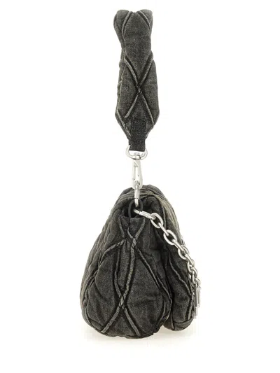 Diesel Charm-d S-small Shoulder Bag In Quilted Denim In Gray