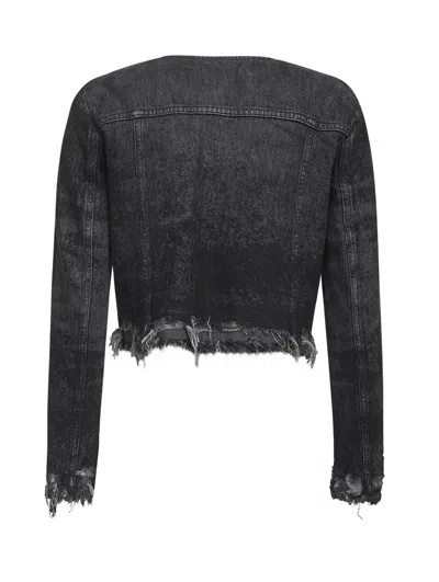 Diesel Grey Jacket With Round Neck And Frayed Edges In Cotton Blend Woman In Black