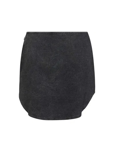 Diesel Denim Mini Skirt With Oval D Logo In Black