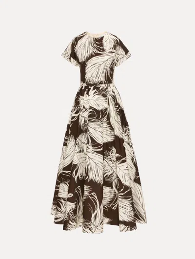 Oscar De La Renta Printed Cotton-blend Poplin Midi Dress In Multi