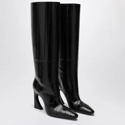 Fendi Arco Leather Knee High Boots Sculptural Heel In Black