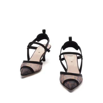 Fendi Lite Slingback Pumps Grosgrain Ribbon In Black