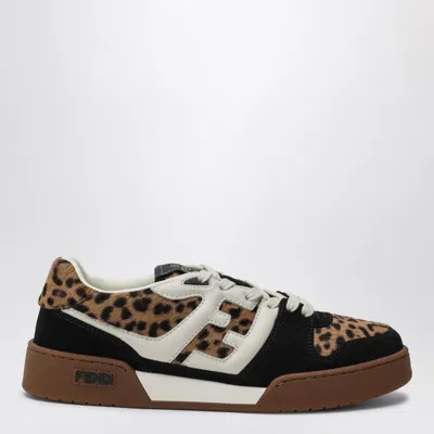 Fendi Low-top Platform In Multicolor Cavallino Calfskin And Suede In Brown