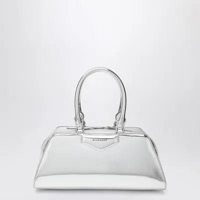 Givenchy Small Antigona East-west Laminated Leather Handbag In Silver