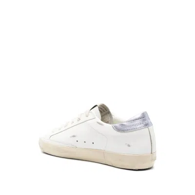 Golden Goose Super-star Sneakers In Vintage Effect Leather With Glittered Star And Glycine Leather H In White