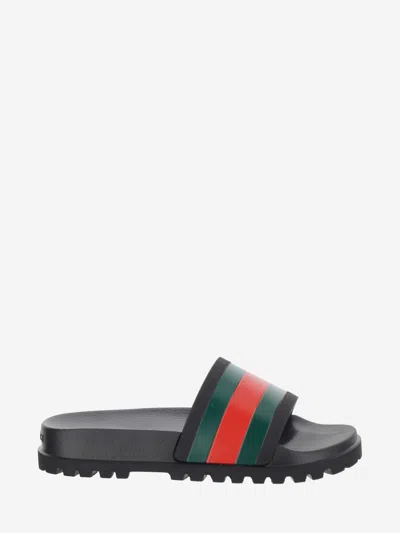 Gucci Slide Sandal With Web In Black
