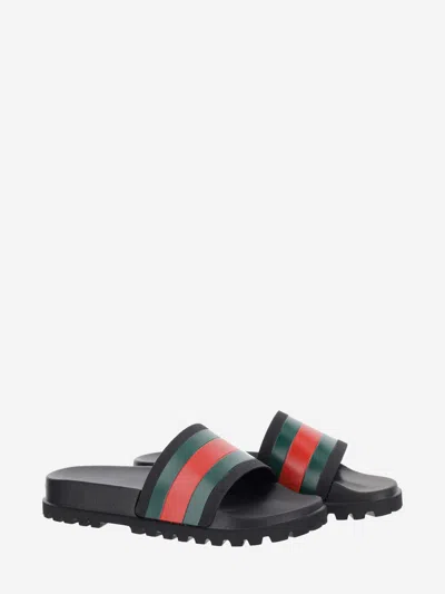 Gucci Slide Sandal With Web In Black