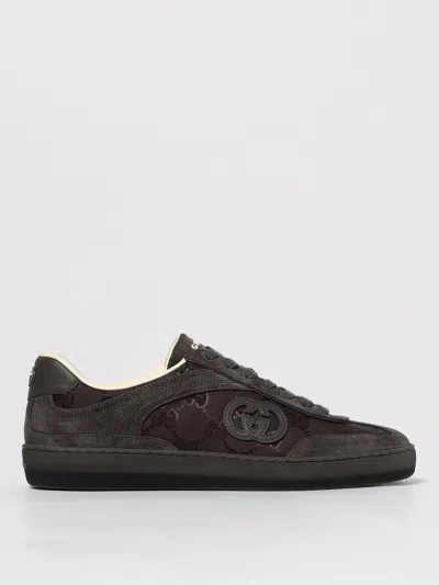 Gucci Mens G74 Tonal Canvas And Suede Sneakers In Gray