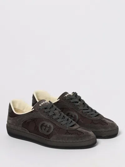 Gucci Mens G74 Tonal Canvas And Suede Sneakers In Gray