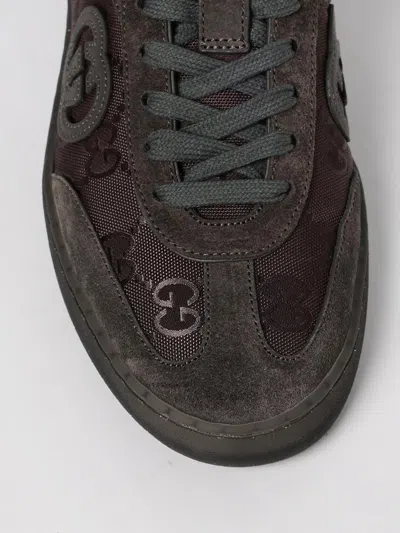 Gucci Mens G74 Tonal Canvas And Suede Sneakers In Gray